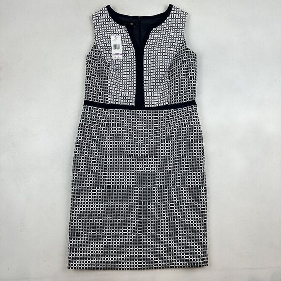 NWT Jones New York Collection Navy Blue Sheath Sleeveless Dress Sz 6 V-Neck $139 - Picture 2 of 10